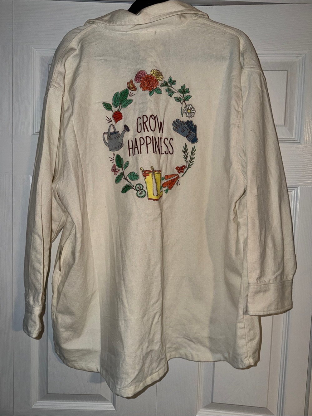 Disney Cream Embroidered "Grow Happiness" Garden Jacket NWT XXL